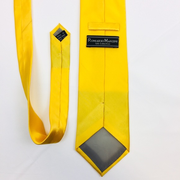 Romario Manzini 100% Silk Men Tie Necktie yellow - Picture 4 of 8